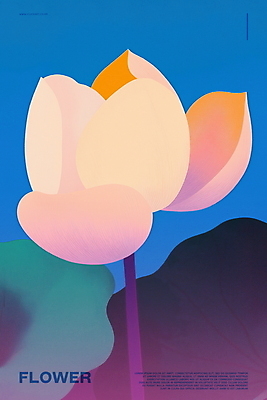 PSD 꽃 포스터 분홍색 곡선 일러스트 사람없음 심플 감성 국내일러스트 식물 선 컬러 컨셉 파일형식