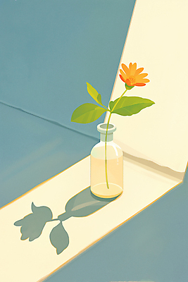 JPG 일러스트 창문 유리병 그림자 사람없음 인테리어 햇빛 꽃병 오브젝트 감성 국내일러스트 AI일러스트 AI콘텐츠 디자인 꽃 컨셉 병_용기 태양 파일형식