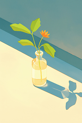 JPG 무료이미지 일러스트 그림자 사람없음 인테리어 햇빛 꽃병 오브젝트 감성 국내일러스트 AI일러스트 AI콘텐츠 디자인 꽃 컨셉 태양 파일형식