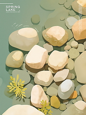 PSD 호수 일러스트 자연 그림자 사람없음 평화 조약돌 물가 풀 국내일러스트 식물 컨셉 풍경 돌_바위 생태계 파일형식