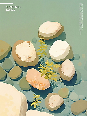 PSD 호수 일러스트 자연 그림자 사람없음 평화 조약돌 물가 풀 국내일러스트 식물 컨셉 풍경 돌_바위 생태계 파일형식