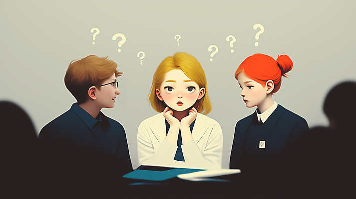 JPG 학생 여자 남자 실루엣 교복 생각 일러스트 청소년 회의 대화 앉기 여러명 상반신 턱괴기 물음표 군중 의문 십대만 안경낌 국내일러스트 AI일러스트 AI콘텐츠 기호 옷 안경 다수 컨셉 비즈니스 모션 촬영기법 말하기 사람 파일형식