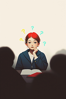 JPG 학생 여자 남자 실루엣 생각 일러스트 청소년 회의 대화 앉기 상반신 책 세명 턱괴기 물음표 군중 의문 십대만 국내일러스트 AI일러스트 AI콘텐츠 기호 컨셉 비즈니스 모션 촬영기법 말하기 사람 파일형식