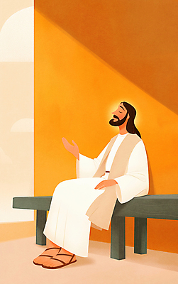 JPG 전신 구름 남자 종교 일러스트 그림자 한명 앉기 성인 손들기 눈감음 주황색 예수 후광 성인남자한명만 국내일러스트 AI일러스트 AI콘텐츠 자연요소 1 컬러 모션 사람 빛 신_종교 남자한명만 성인남자만 파일형식