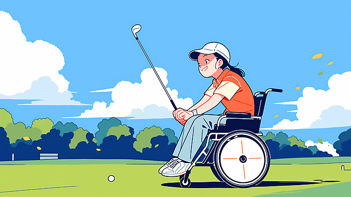 JPG 전신 나무 구름 여자 스포츠 일러스트 하늘 골프공 한명 들기 풍경 잔디 성인 골프채 스윙 장애인 연습 휠체어 캡모자 성인여자한명만 파크골프 국내일러스트 AI일러스트 AI콘텐츠 자연요소 식물 모자_잡화 1 포즈 골프 공 모션 골프용품 사람 장애 여자한명만 성인여자만 파일형식