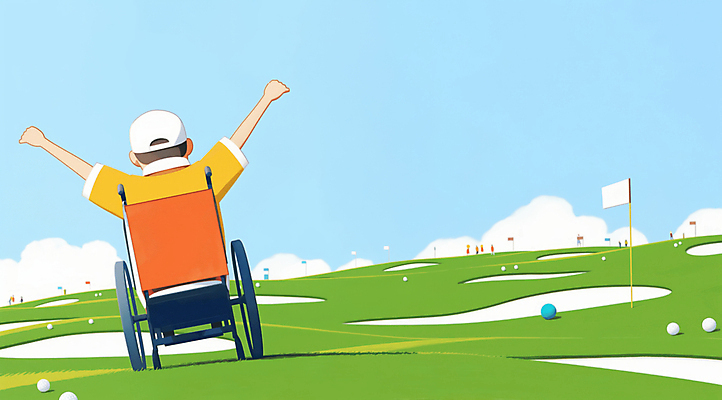 JPG 전신 구름 남자 스포츠 일러스트 하늘 골프공 한명 들기 잔디 성인 만세 장애인 연습 휠체어 골프깃발 세레모니 캡모자 성인남자한명만 파크골프 국내일러스트 AI일러스트 AI콘텐츠 자연요소 식물 모자_잡화 1 골프 공 모션 골프용품 사람 깃발 장애 남자한명만 성인남자만 파일형식