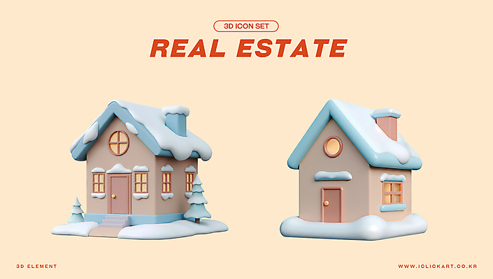 PSD 아이콘 건축 부동산 주택 사람없음 건물 3D아이콘 눈 별장 살구색 엘리먼트 편집3D 자연요소 건축물 컬러 날씨 3D 재산 파일형식