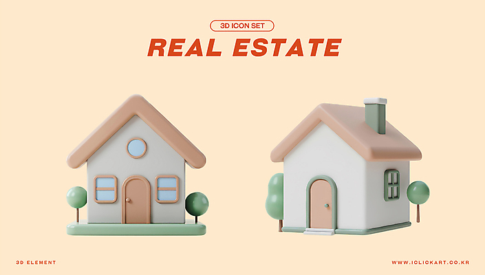 PSD 나무 아이콘 건축 부동산 주택 사람없음 건물 3D아이콘 살구색 엘리먼트 편집3D 식물 건축물 컬러 3D 재산 파일형식