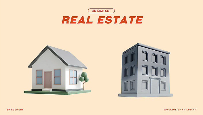 PSD 나무 아이콘 부동산 아파트 사람없음 건물 3D아이콘 살구색 엘리먼트 편집3D 식물 건축물 컬러 주택 3D 재산 파일형식