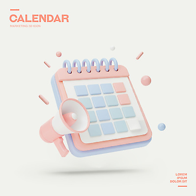 PSD 아이콘 사람없음 3D아이콘 확성기 달력 날짜 알림 오브젝트 심플 엘리먼트 3D펜 편집3D 펜 3D 파일형식