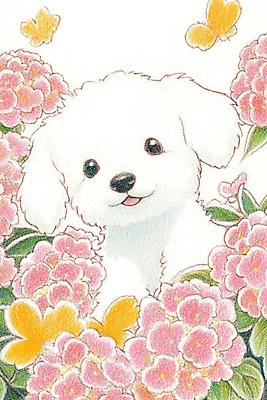 JPG 한마리 나비 꽃밭 일러스트 색연필 사람없음 귀여움 봄 산책 강아지 그림 수국 국내일러스트 AI일러스트 AI콘텐츠 1 계절 꽃 곤충 컨셉 휴식 학용품 반려동물 개 파일형식