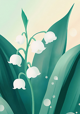 JPG 잎 일러스트 자연 사람없음 초록색 봄 향기 그라데이션 은방울꽃 색감 국내일러스트 AI일러스트 AI콘텐츠 식물 계절 꽃 컬러 생태계 냄새 파일형식