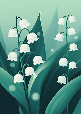 JPG 잎 일러스트 자연 사람없음 초록색 봄 향기 은방울꽃 색감 국내일러스트 AI일러스트 AI콘텐츠 식물 계절 꽃 컬러 생태계 냄새 파일형식