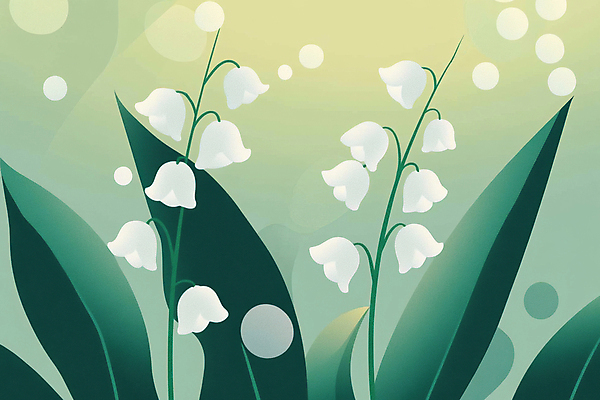 JPG 잎 일러스트 자연 사람없음 초록색 봄 향기 그라데이션 은방울꽃 색감 국내일러스트 AI일러스트 AI콘텐츠 식물 계절 꽃 컬러 생태계 냄새 파일형식