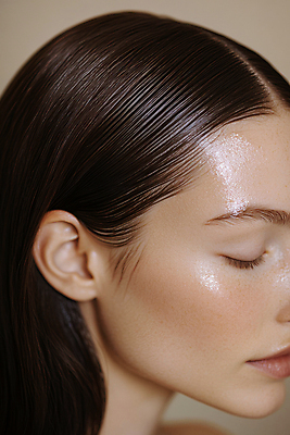 JPG 편집이미지 여자 얼굴 한명 성인 머리카락 눈감음 피부 광택 헤어관리 테라피 두피 머릿결 의료성형뷰티 성인여자한명만 편집실사 AI인물포토 AI콘텐츠 1 모션 사람 신체부위 뷰티 머리 CG 여자한명만 성인여자만 파일형식 AI포토