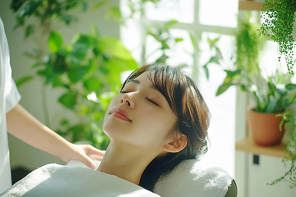 JPG 식물 편집이미지 여자 화분 창문 선반 성인 두명 눕기 햇빛 머리카락 눈감음 헤어관리 테라피 두피 머릿결 의료성형뷰티 성인여자만 편집실사 AI인물포토 AI콘텐츠 가구 모션 사람 태양 뷰티 머리 CG 여자만 성인만 파일형식 AI포토