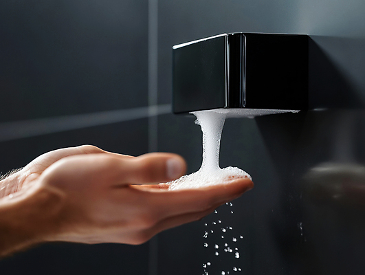 JPG 편집이미지 손 신체부위 물 깨끗함 청결 액체 예방 손씻기 비누거품 습관 디스펜서 편집실사 AI인물포토 AI콘텐츠 자연요소 컨셉 사람 거품 위생 씻기 CG 파일형식 AI포토