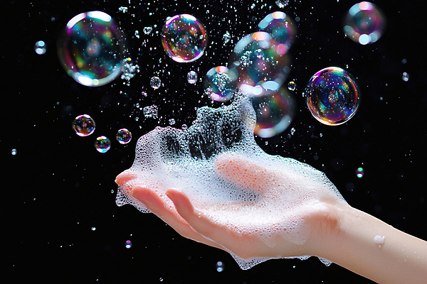 JPG 편집이미지 손 신체부위 깨끗함 청결 액체 비눗방울 예방 손씻기 비누거품 습관 편집실사 AI인물포토 AI콘텐츠 컨셉 사람 거품 위생 씻기 CG 파일형식 AI포토