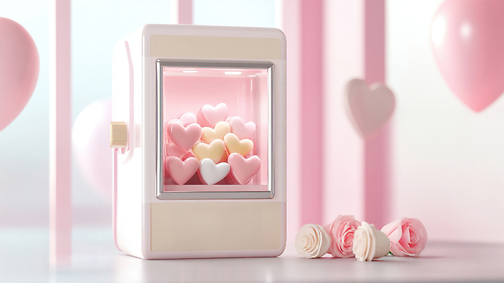 JPG 편집이미지 기념일 분홍색 발렌타인데이 사랑 사람없음 빛 장미 초콜릿 하트 오브젝트 자판기 편집실사 AI컴퓨터그래픽 AI콘텐츠 모양 꽃 감정 컬러 데이이벤트 디저트 이벤트 CG 파일형식