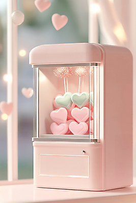 JPG 편집이미지 기념일 분홍색 창문 발렌타인데이 사랑 사람없음 빛 초콜릿 하트 오브젝트 자판기 편집실사 AI컴퓨터그래픽 AI콘텐츠 모양 감정 컬러 데이이벤트 디저트 이벤트 CG 파일형식