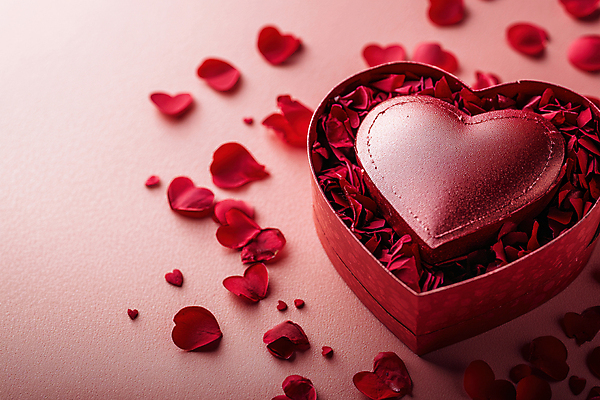 JPG 편집이미지 기념일 꽃잎 발렌타인데이 선물 사랑 사람없음 빨간색 하트 오브젝트 반지케이스 편집실사 AI컴퓨터그래픽 AI콘텐츠 모양 꽃 감정 컬러 데이이벤트 이벤트 CG 보관함 파일형식