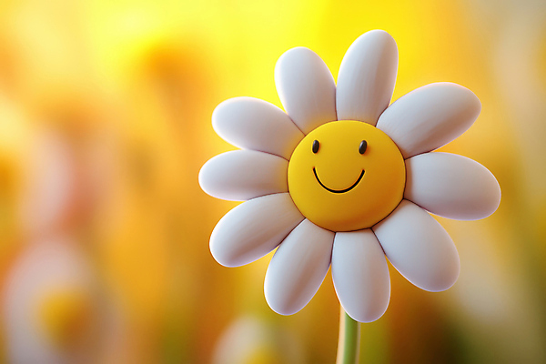 JPG 편집이미지 잎 미소 사람없음 노란색 귀여움 데이지 편집3D AI컴퓨터그래픽 AI콘텐츠 식물 꽃 컬러 컨셉 표정 3D 파일형식