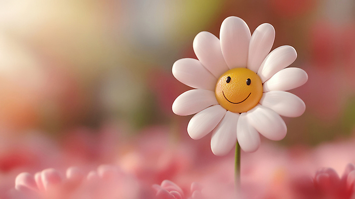 JPG 편집이미지 분홍색 잎 미소 사람없음 귀여움 데이지 편집3D AI컴퓨터그래픽 AI콘텐츠 식물 꽃 컬러 컨셉 표정 3D 파일형식