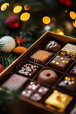 JPG 편집이미지 포장 발렌타인데이 사람없음 갈색 초콜릿 여러개 달콤 보케 오너먼트 편집실사 AI포토 AI콘텐츠 컬러 다수 크리스마스장식 데이이벤트 디저트 맛 CG 파일형식