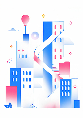 JPG 구름 일러스트 사람없음 건물 파란색 도시 모던 심플 빌딩숲 국내일러스트 AI일러스트 AI콘텐츠 자연요소 건축물 컬러 빌딩 파일형식