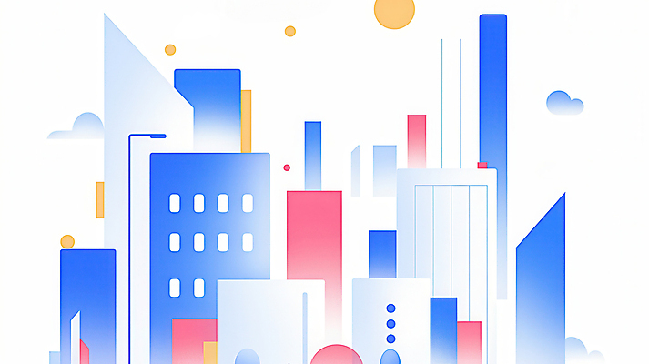 JPG 구름 일러스트 사람없음 건물 파란색 태양 도시 모던 심플 빌딩숲 국내일러스트 AI일러스트 AI콘텐츠 자연요소 건축물 컬러 빌딩 파일형식