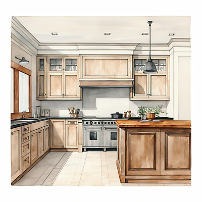 JPG 화분 일러스트 창문 조명 수채화 실내 사람없음 인테리어 주방 가스레인지 스케치 싱크대 베이지색 국내일러스트 AI일러스트 AI콘텐츠 디자인 컬러 미술 내부 가전제품 레인지 개수대 파일형식