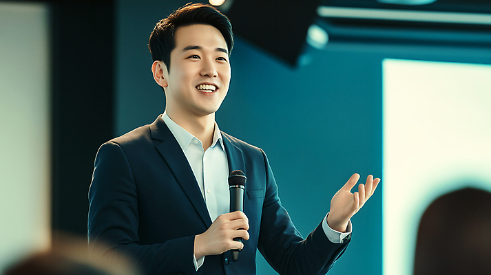 JPG 편집이미지 남자 회의 커뮤니케이션 한명 미소 들기 정장 상반신 성인 스크린 발표 강의 손내밀기 집중 프레젠테이션 마이크 의료성형뷰티 성인남자한명만 편집실사 AI인물포토 AI콘텐츠 1 옷 음향기기 컨셉 비즈니스 모션 표정 사람 손짓 CG 남자한명만 성인남자만 파일형식 AI포토