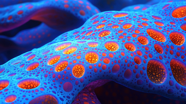 JPG 편집이미지 하늘색 세포 사람없음 빛 우주 구멍 신비 네온 발광 편집실사 AI컴퓨터그래픽 AI콘텐츠 컨셉 파란색 CG 파일형식