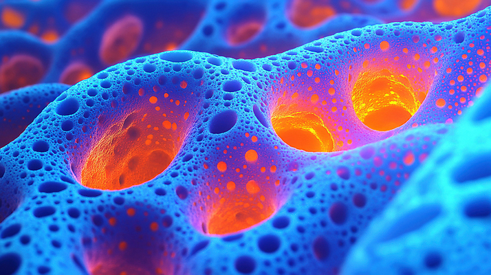 JPG 편집이미지 하늘색 세포 사람없음 빛 우주 구멍 신비 네온 발광 편집실사 AI컴퓨터그래픽 AI콘텐츠 컨셉 파란색 CG 파일형식