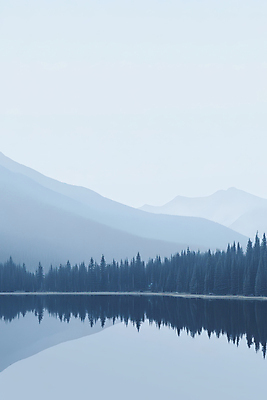 JPG 나무 편집이미지 호수 하늘색 자연 산 풍경 사람없음 반사 고요 숲 편안함 흐림 편집실사 AI포토 AI콘텐츠 식물 날씨 파란색 감각 CG 생태계 파일형식