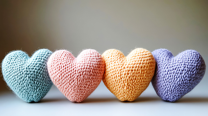 JPG 편집이미지 사랑 사람없음 컬러풀 여러개 하트 니트 감성 핸드메이드 편집실사 AI포토 AI콘텐츠 모양 감정 컬러 다수 컨셉 상의 CG 파일형식