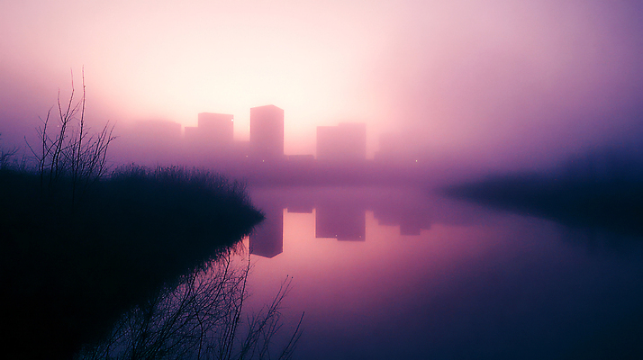 JPG 나무 편집이미지 호수 분홍색 빌딩 사람없음 빛 반사 노을 고요 새벽 안개 도시 풀 감성 편집실사 AI포토 AI콘텐츠 자연요소 식물 컬러 컨셉 날씨 건물 CG 파일형식