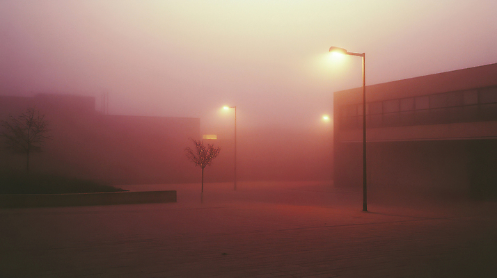 JPG 나무 편집이미지 분홍색 가로등 거리풍경 사람없음 건물 빛 노을 고요 새벽 안개 도시 감성 편집실사 AI포토 AI콘텐츠 자연요소 식물 건축물 공공시설 컬러 컨셉 날씨 거리 풍경 CG 파일형식