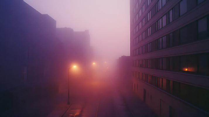 JPG 편집이미지 분홍색 가로등 거리풍경 빌딩 사람없음 빛 노을 고요 새벽 안개 도시 감성 편집실사 AI포토 AI콘텐츠 자연요소 공공시설 컬러 컨셉 날씨 거리 풍경 건물 CG 파일형식