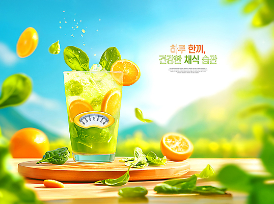 PSD 편집이미지 잎 채소 오렌지 식탁 단면 산 건강 사람없음 연두색 야채주스 몸무게 채식 체중계 노력 습관 이미지편집 식물 과일 탁자 초록색 주스 파일형식