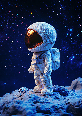 JPG 편집이미지 여행 밤하늘 한명 사람 귀여움 우주비행사 니트 우주복 화성 편집실사 AI컴퓨터그래픽 AI콘텐츠 1 옷 컨셉 상의 하늘 우주 행성 야간 CG 파일형식