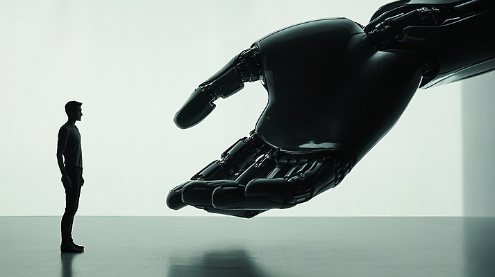 JPG 전신 편집이미지 남자 실루엣 미래 협력 한명 성인 기계 큼 로봇팔 성인남자한명만 AI_인공지능 이미지편집 편집실사 AI컴퓨터그래픽 AI콘텐츠 1 컨셉 촬영기법 사람 크기 로봇 CG 남자한명만 성인남자만 파일형식