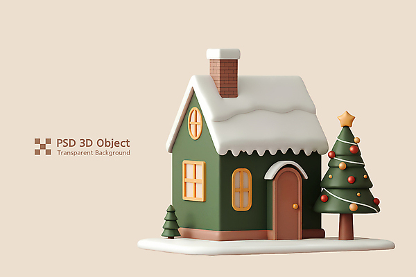 식물 기념일 컬러 크리스마스 건물 3D 디지털합성 파일형식 주택 나무 베이지색 편집이미지 편집3D 사람없음 엘리먼트 크리스마스트리 쌓인눈 PSD