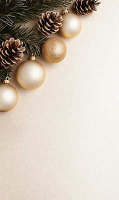 JPG 편집이미지 백그라운드 크리스마스 겨울 사람없음 장식 반짝임 금색 솔방울 솔잎 오너먼트 카피스페이스 편집실사 AI포토 AI콘텐츠 계절 기념일 컬러 잎 크리스마스장식 모션 공백 CG 파일형식