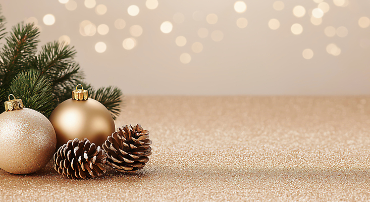 JPG 편집이미지 백그라운드 크리스마스 겨울 사람없음 장식 반짝임 금색 보케 솔방울 솔잎 오너먼트 카피스페이스 편집실사 AI포토 AI콘텐츠 계절 기념일 컬러 잎 크리스마스장식 모션 공백 CG 파일형식