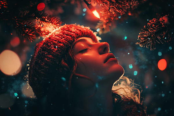 JPG 편집이미지 여자 얼굴 겨울 한명 성인 빛 눈감음 소나무 야간 복고 고개들기 보케 감성 성인여자한명만 겨울풍경 편집실사 AI인물포토 AI콘텐츠 자연요소 나무 1 계절 컨셉 모션 사람 풍경 신체부위 CG 여자한명만 성인여자만 파일형식 AI포토