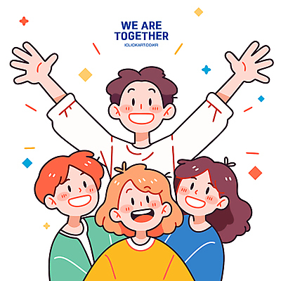 여자 남자 행복 일러스트 팔벌리기 협력 함께함 미소 여러명 청년 성인 친구 희망 우정 모임 에너지 사회 그룹 동료 긍정 열정 화합 공동체 연대 성인만 국내일러스트 AI파일 감정 다수 컨셉 관계 모션 표정 사람 파일형식 벡터