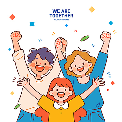 여자 남자 행복 일러스트 팔벌리기 협력 함께함 미소 청년 성인 세명 친구 희망 우정 만세 모임 에너지 사회 그룹 동료 긍정 열정 화합 공동체 연대 성인만 국내일러스트 AI파일 감정 컨셉 관계 모션 표정 사람 파일형식 벡터