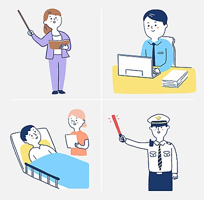 여자 남자 일러스트 수업 직업캐릭터 들기 여러명 성인 책 노트북 컬러풀 강사 환자 타이핑 직장인 지시봉 경광봉 교통경찰 병원침대 성인만 일러캐릭터 AI파일 직업 캐릭터 교육 컬러 다수 의학 모션 사람 전자제품 침대 경찰 파일형식 벡터