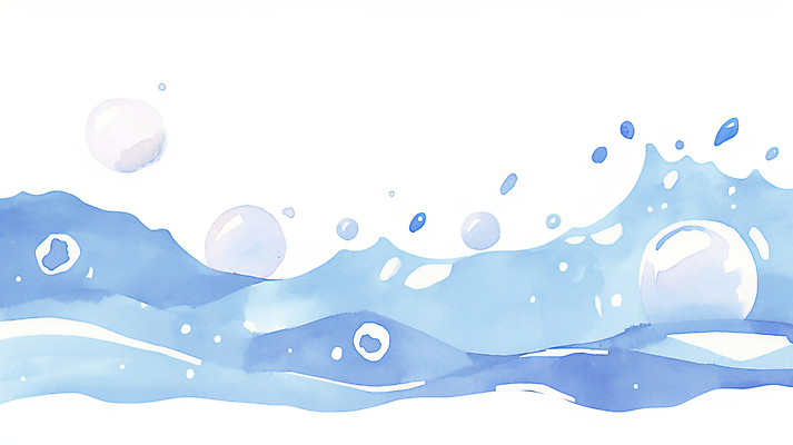 JPG 일러스트 수채화 사람없음 물 파란색 거품 물방울 액체 공기방울 국내일러스트 AI일러스트 AI콘텐츠 자연요소 컬러 파일형식